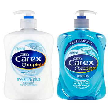 Carex Antibacterial Liquid original 2 x 500ml and Moisture 2 x 500ml Hand Wash, 4 x 500ml in 2 Varieties