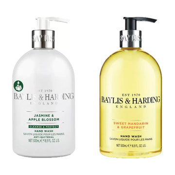 Baylis & Harding Sweet Mandarin & Grapefruit 2 x 500ml and Jasmine & Apple Blossom 2 x 500ml Hand Wash in 2 Varieties, 4 x 500ml