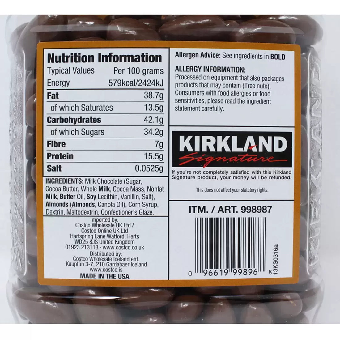 Kirkland Signature Milk Chocolate Almonds, 1.36kg