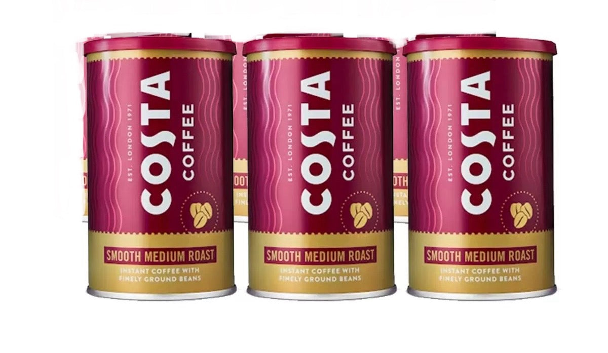 Costa Coffee Smooth Medium Roast Instant Coffee, 3 x 100g