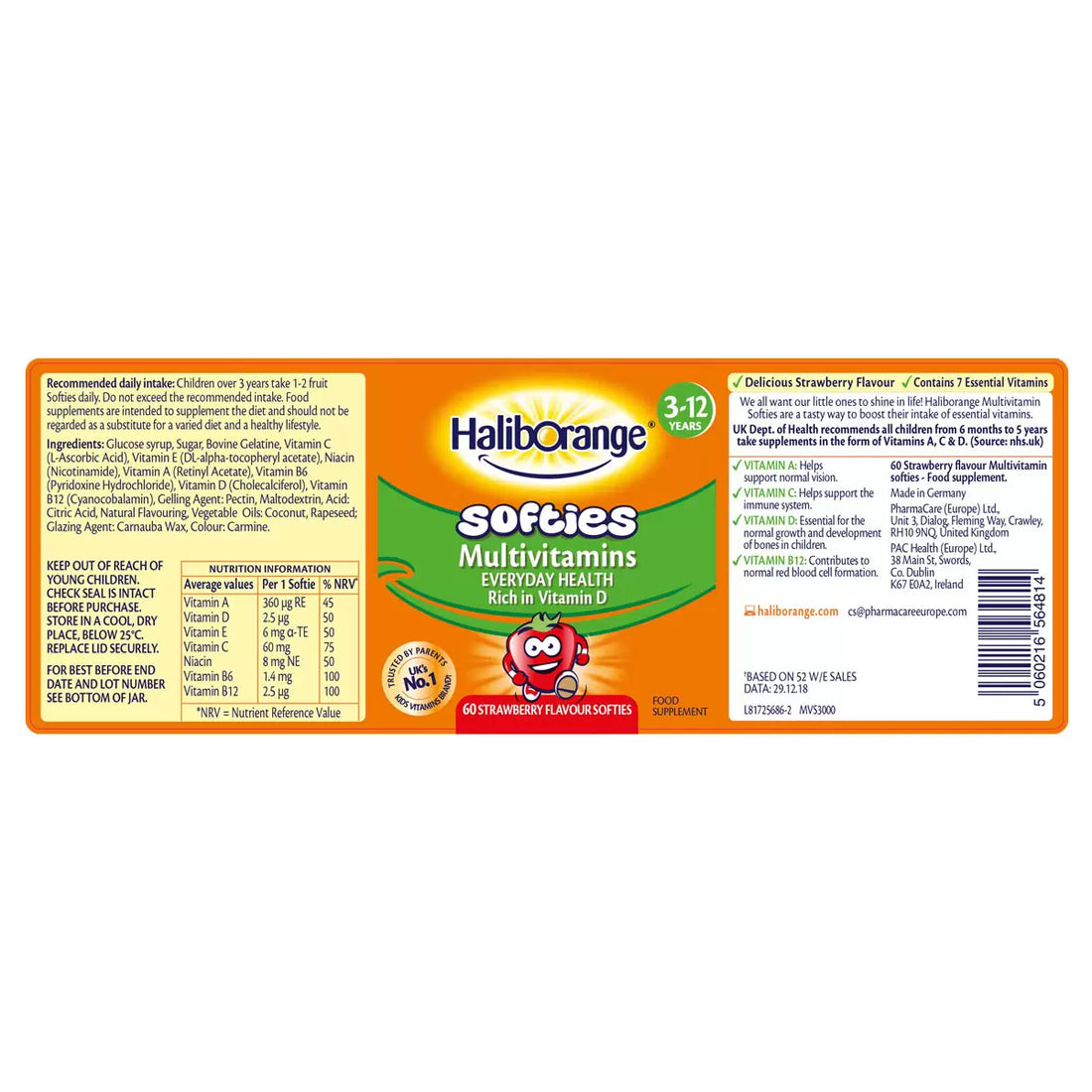 HalibOrange Softies Strawberry Multivitamins, 1 x 60 Count