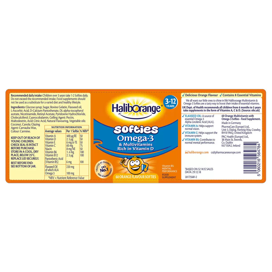 HalibOrange Softies Omega-3, 1 x 60 Count