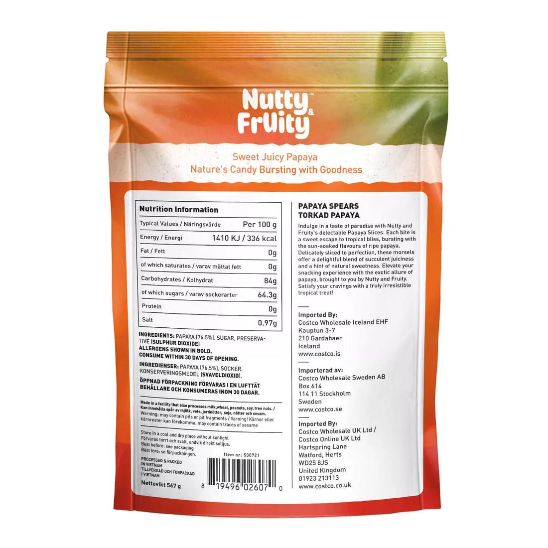 Nutty and Fruity Papaya Slices, 567g