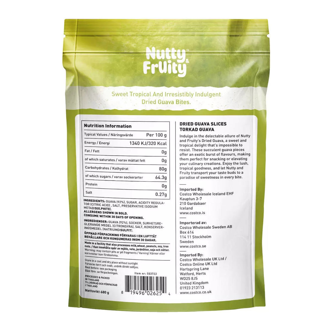 Nutty and Fruity Dried Guava Slices, 680g