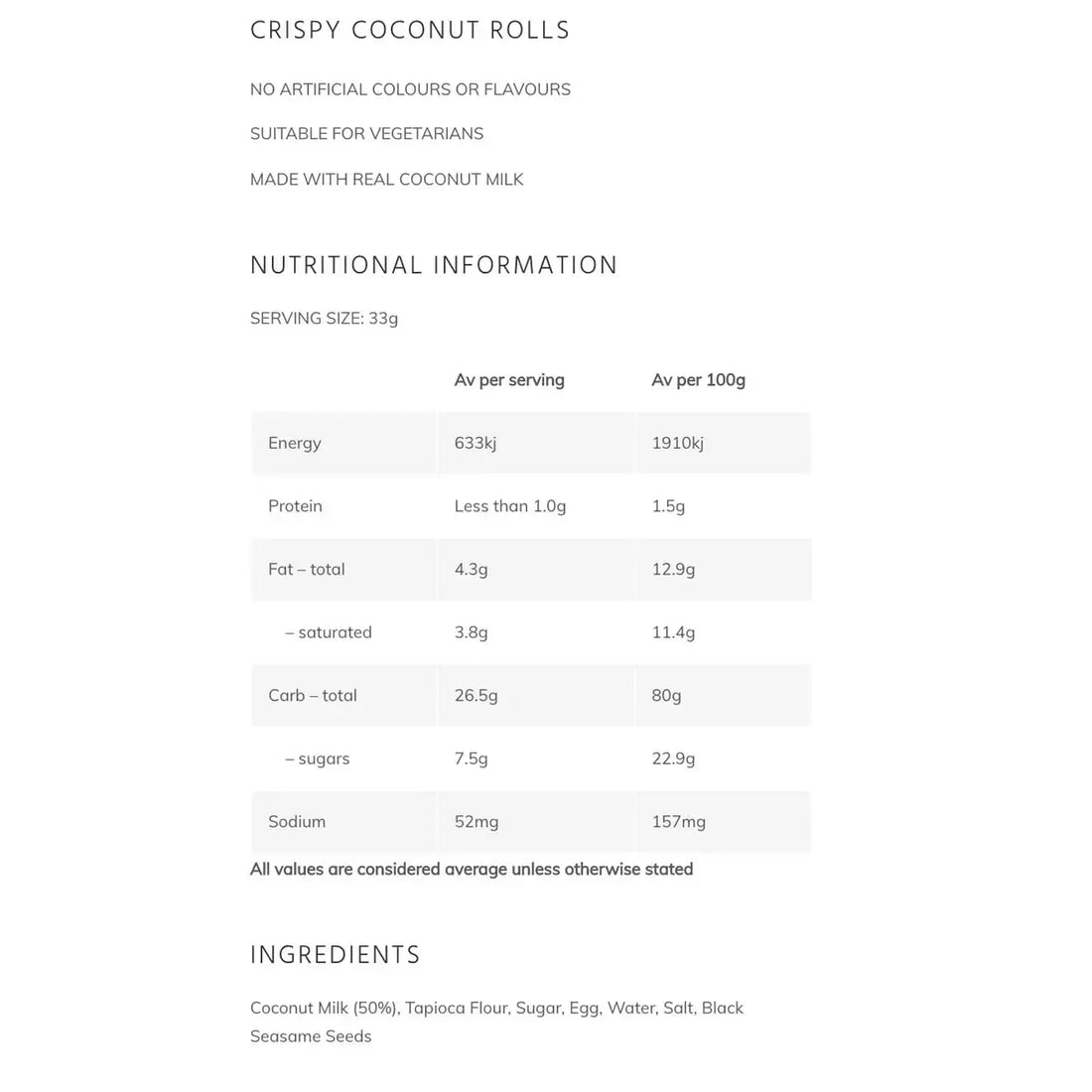 Tropical Fields Crispy Coconut Rolls, 265g