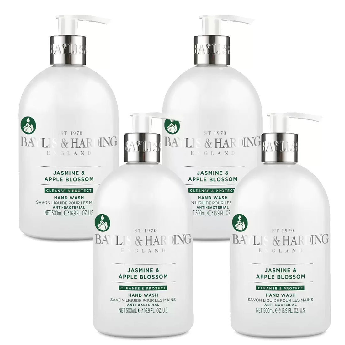 Baylis & Harding Sweet Mandarin & Grapefruit  2 x 500ml and Jasmine & Apple Blossom  2 x 500ml Hand Wash in 2 Varieties, 4 x 500ml