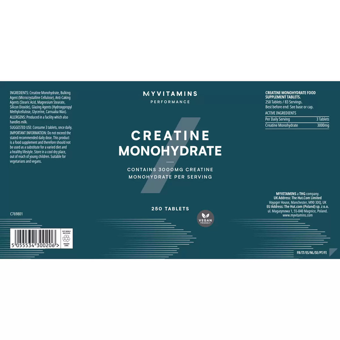 MyVitamins Creatine Monohydrate, 250 Tablets